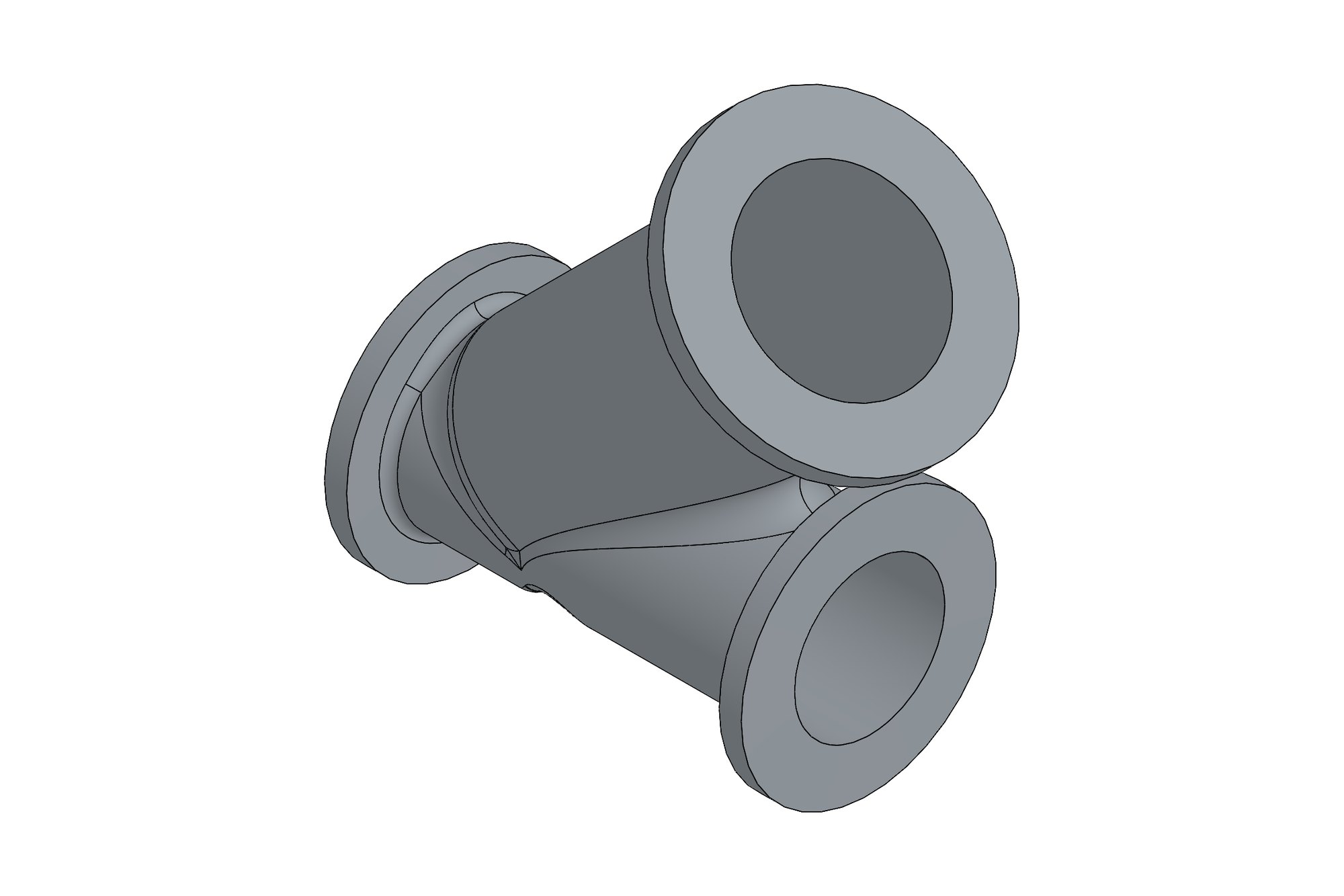 CAD model of a DN250 Y-type globe valve body with flanged ends