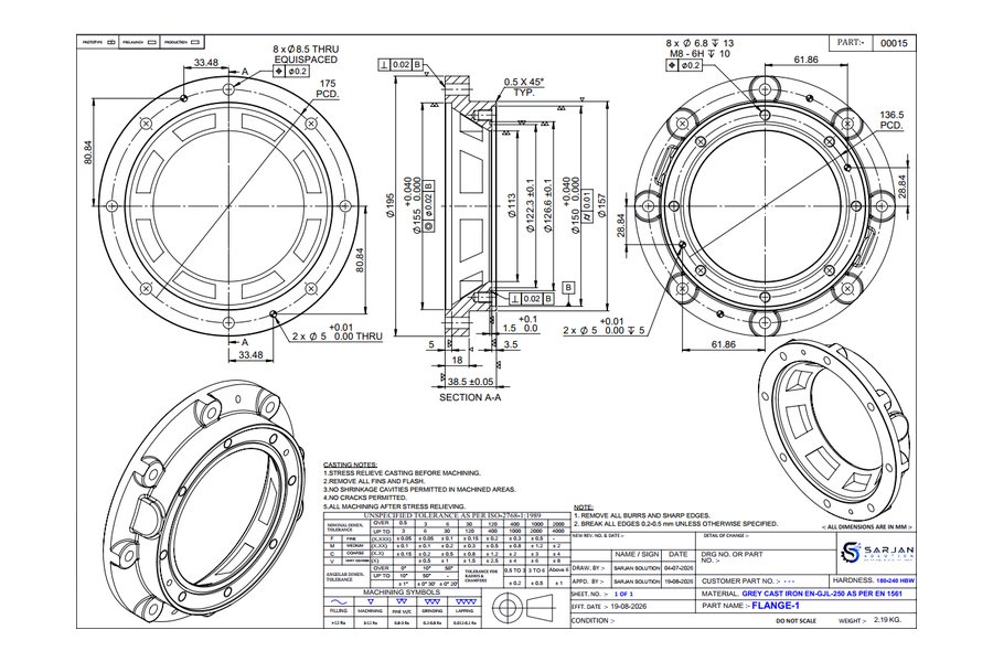 Manufacturing Drawings & GD&T Detailing — Manufacturing project by Sarjan Solution (view 1 of 2)