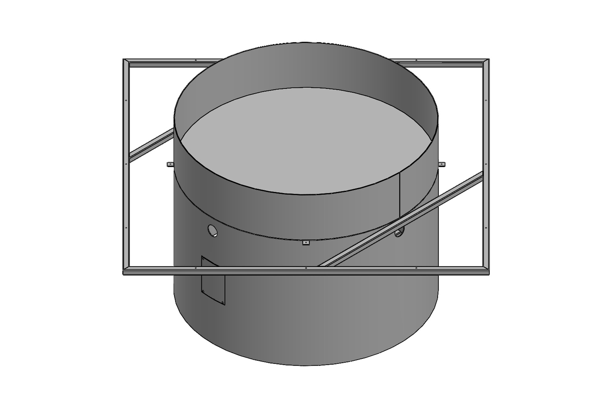 Planter drum with drip tray on its framed base