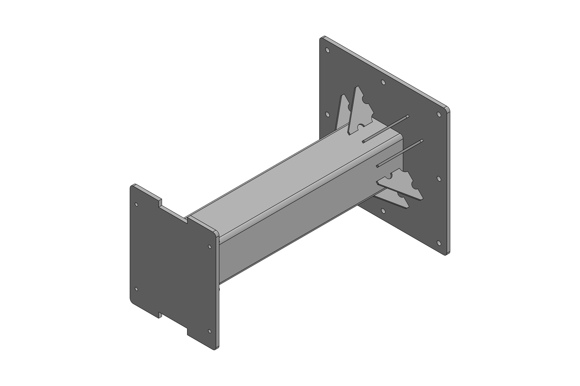 CAD model of a fabricated steel radar antenna support stand with base plate