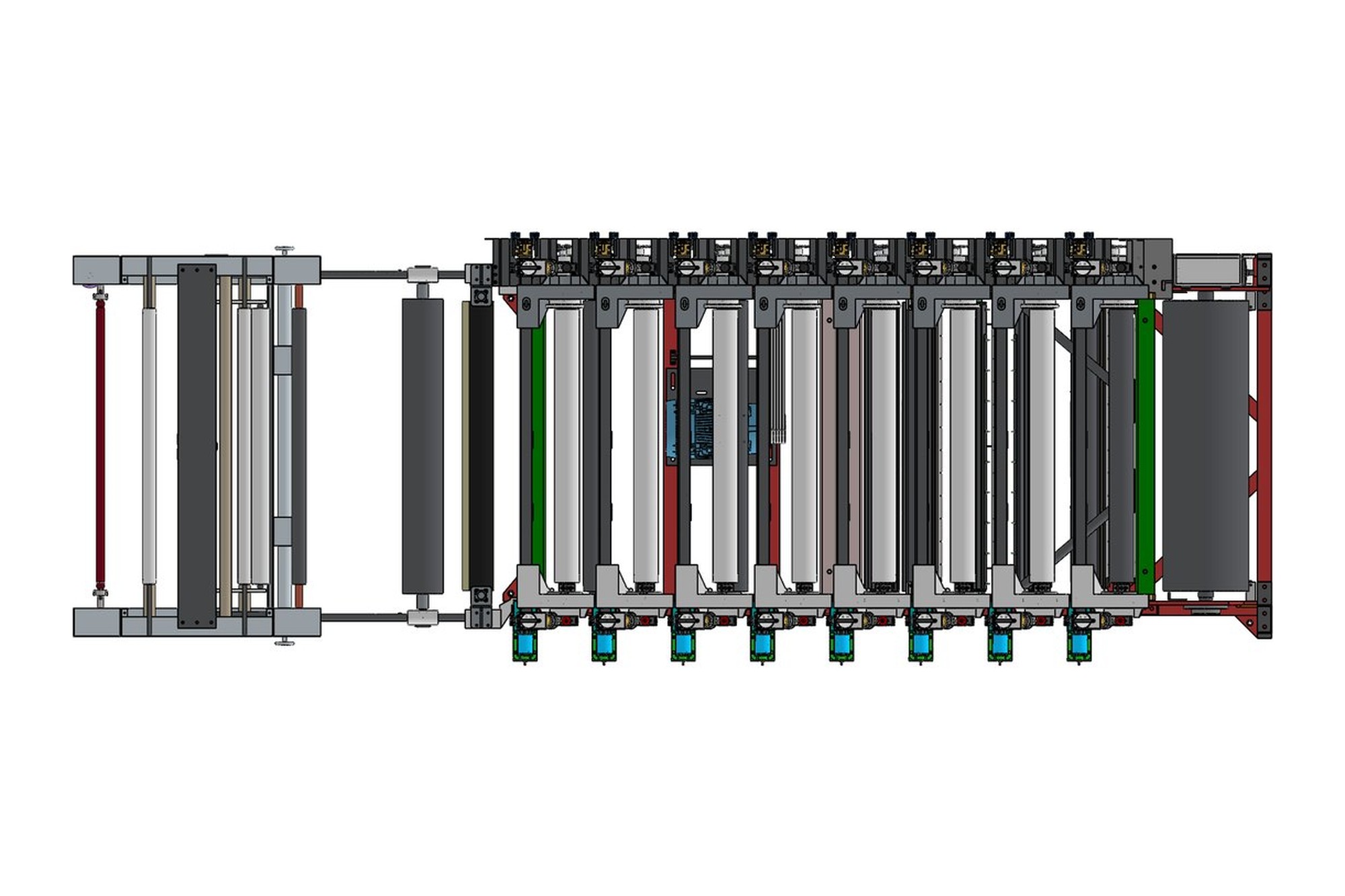 Front elevation of the print heads